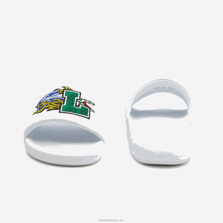 Lacoste croco synthetische dia's 0828H1768 wit/groen 082 Heren