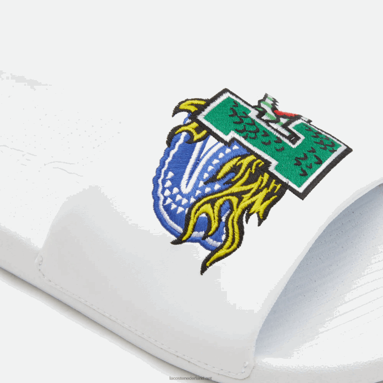 Lacoste croco synthetische dia's 0828H1768 wit/groen 082 Heren