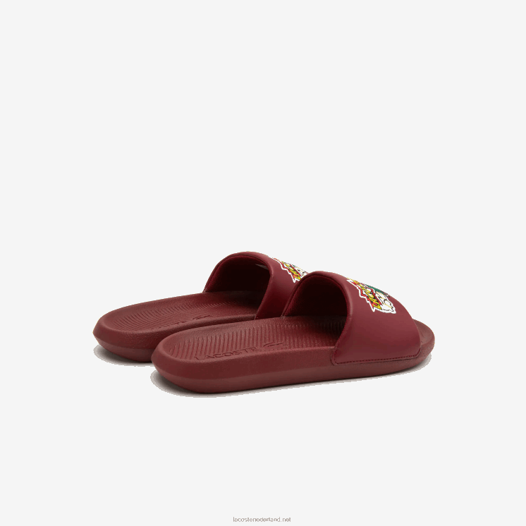 Lacoste croco synthetische dia's 0828H1774 bordeaux geel amr Heren