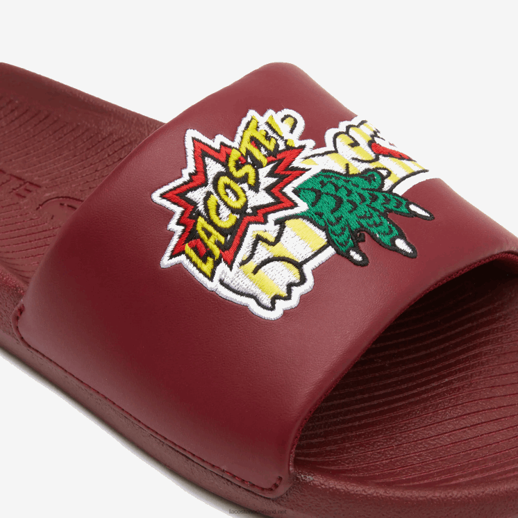 Lacoste croco synthetische dia's 0828H1774 bordeaux geel amr Heren