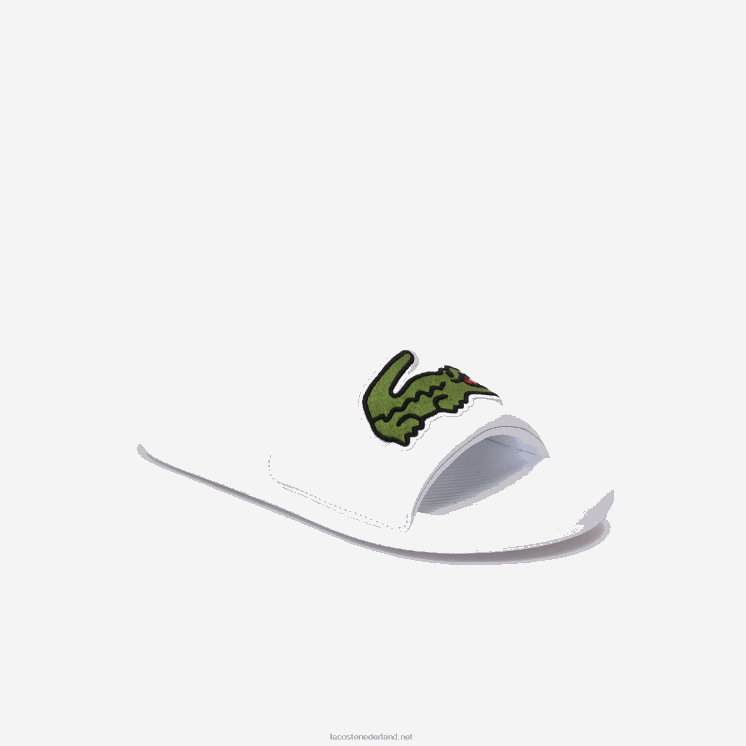 Lacoste croco synthetische dia's 0828H1809 wit/groen 082 Heren