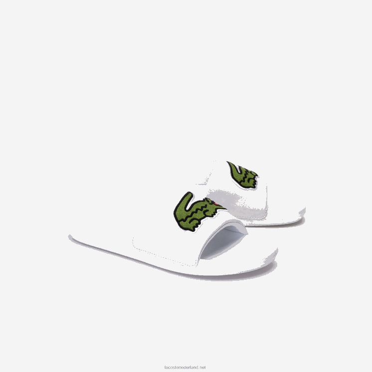 Lacoste croco synthetische dia's 0828H1809 wit/groen 082 Heren