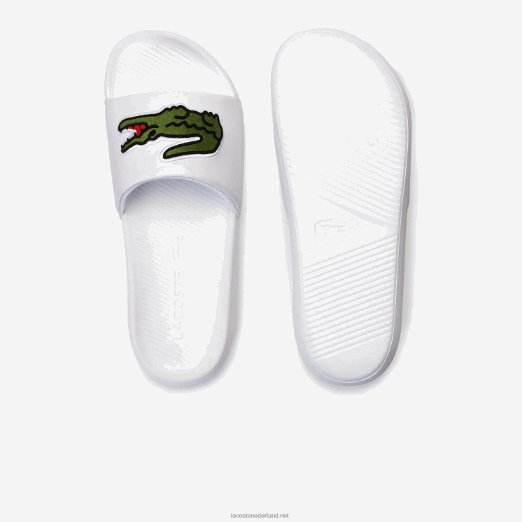 Lacoste croco synthetische dia's 0828H1809 wit/groen 082 Heren