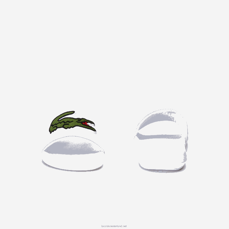 Lacoste croco synthetische dia's 0828H1809 wit/groen 082 Heren