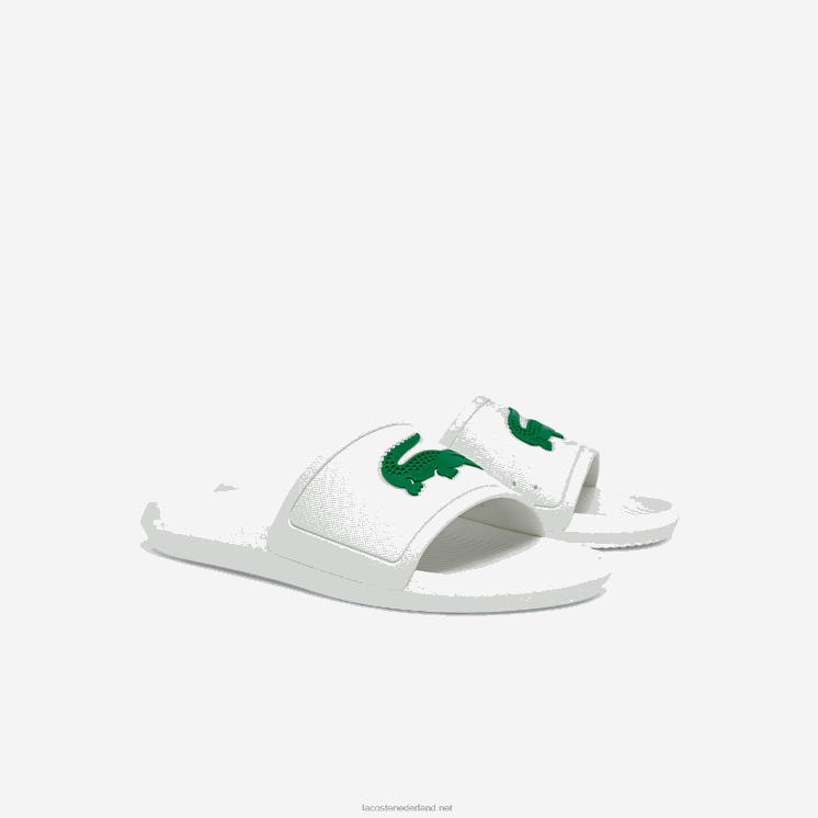 Lacoste croco waterafstotende synthetische glijbanen 0828H1819 wit/groen 082 Heren