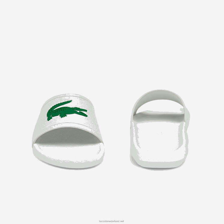 Lacoste croco waterafstotende synthetische glijbanen 0828H1819 wit/groen 082 Heren