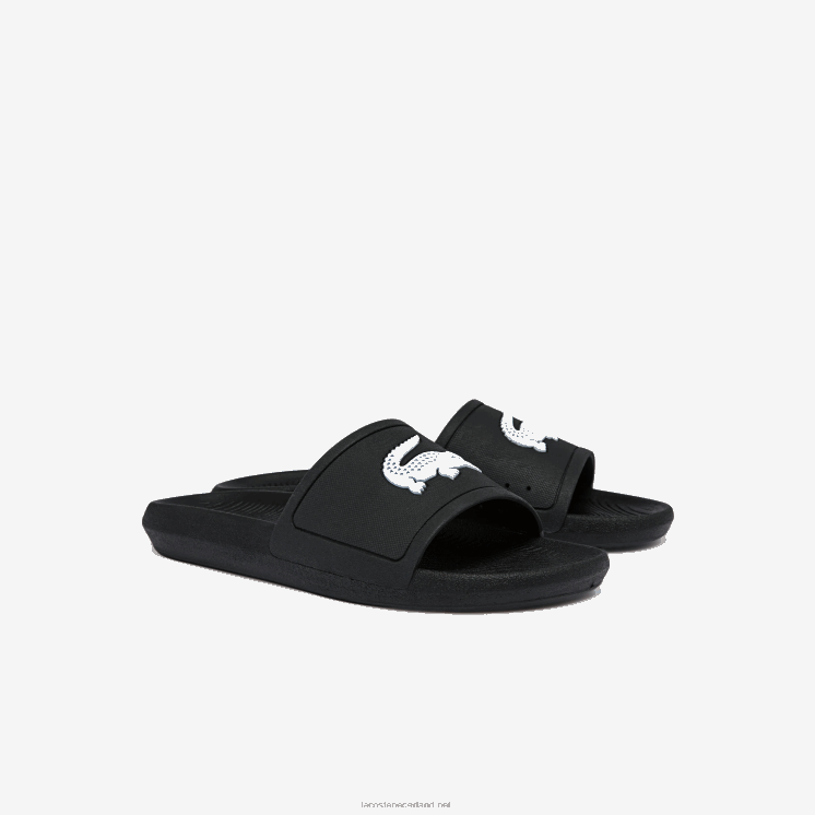 Lacoste croco waterafstotende synthetische glijbanen 0828H1821 zwart-wit 312 Heren