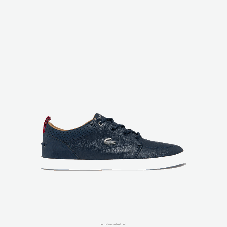 Lacoste Bayliss leren sneakers met geperforeerde kraag 0828H1757 marine & wit 092 Heren