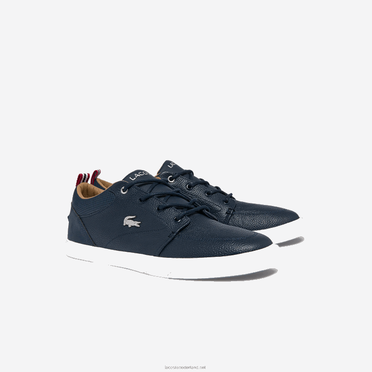 Lacoste Bayliss leren sneakers met geperforeerde kraag 0828H1757 marine & wit 092 Heren