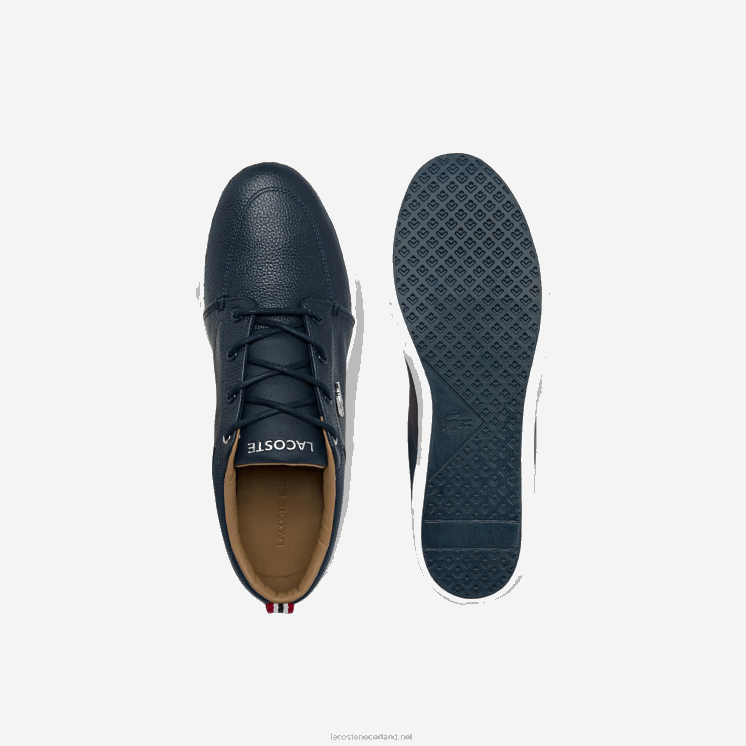 Lacoste Bayliss leren sneakers met geperforeerde kraag 0828H1757 marine & wit 092 Heren