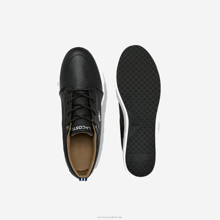 Lacoste Bayliss leren sneakers met geperforeerde kraag 0828H1760 zwart-wit 312 Heren