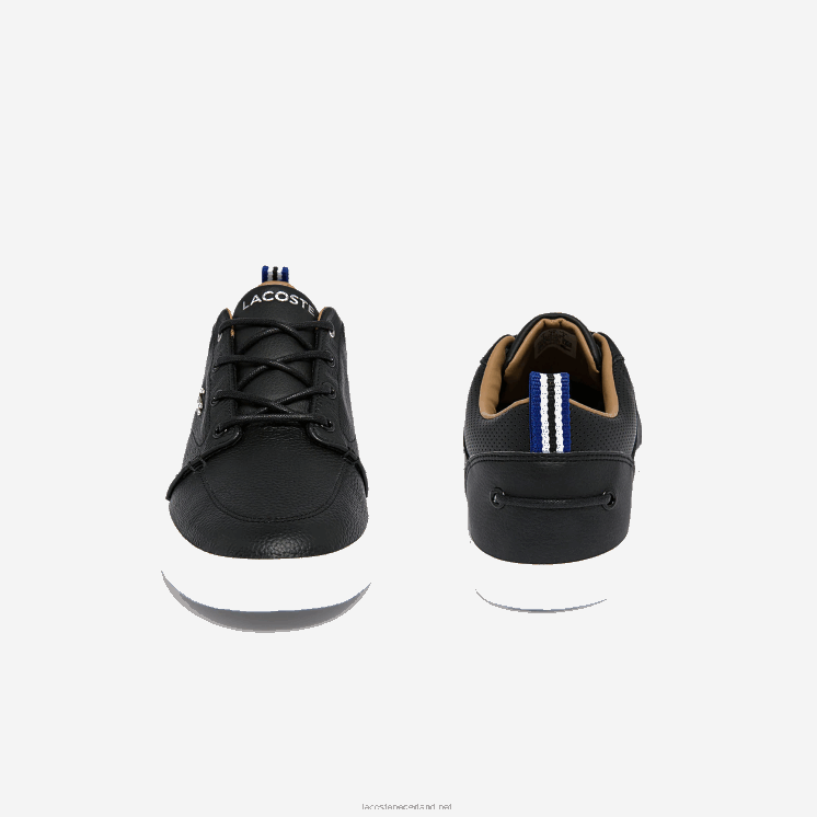 Lacoste Bayliss leren sneakers met geperforeerde kraag 0828H1760 zwart-wit 312 Heren