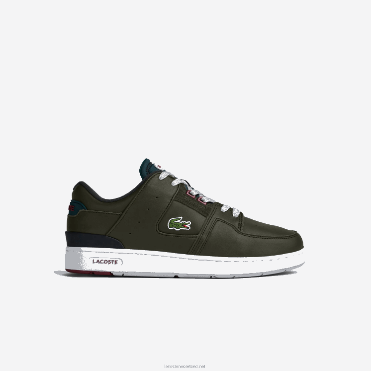Lacoste Court Cage leren kleurcontrast sneakers 0828H1705 kaki & wit 255 Heren
