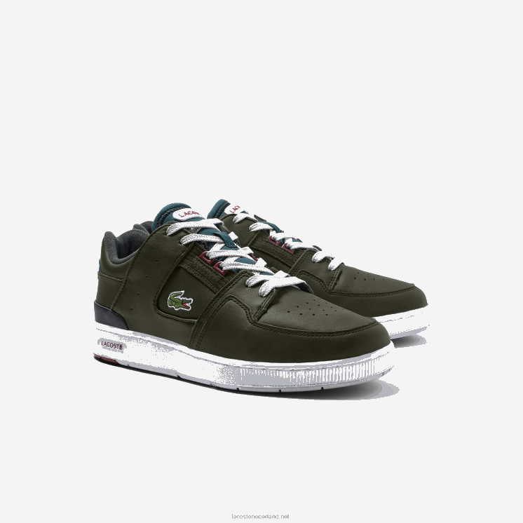 Lacoste Court Cage leren kleurcontrast sneakers 0828H1705 kaki & wit 255 Heren