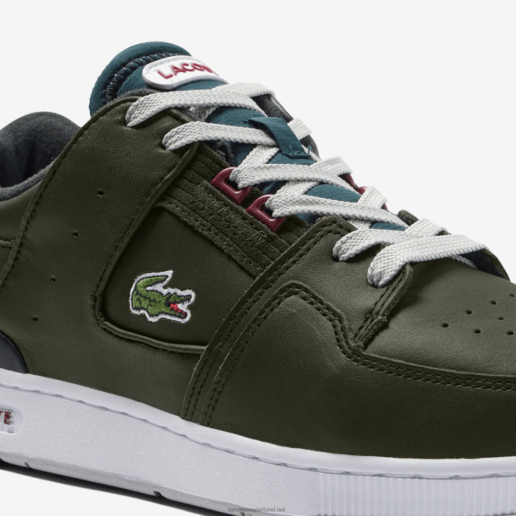 Lacoste Court Cage leren kleurcontrast sneakers 0828H1705 kaki & wit 255 Heren