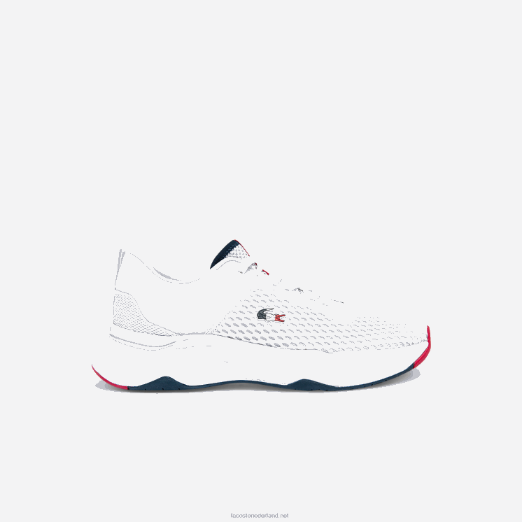 Lacoste Court-drive getextureerde stoffen sneakers 0828H1861 wit/marine & rood 407 Heren
