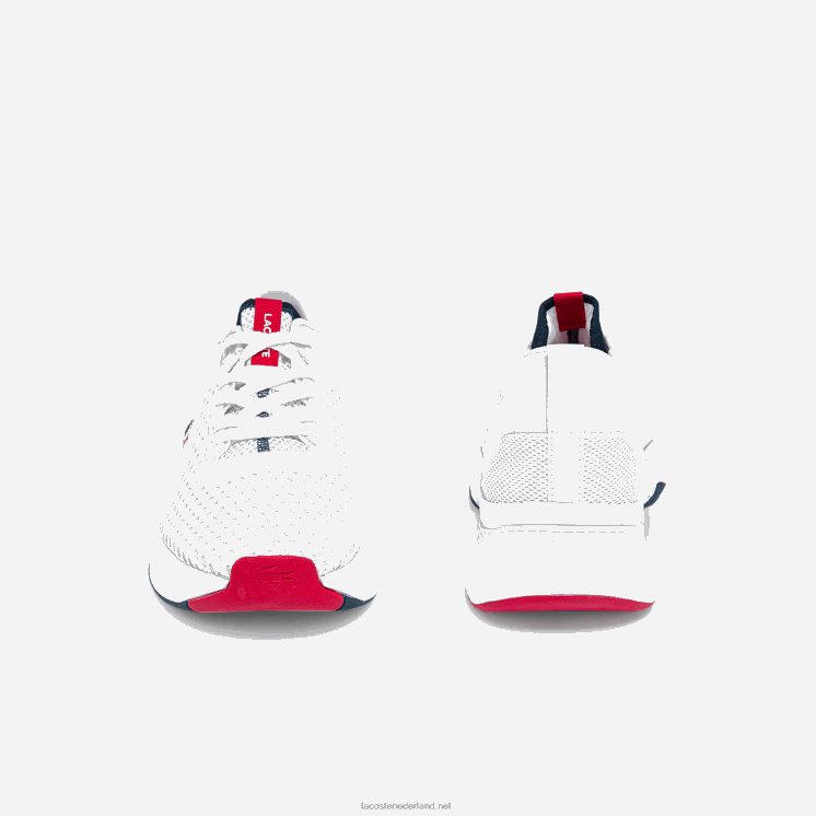 Lacoste Court-drive getextureerde stoffen sneakers 0828H1861 wit/marine & rood 407 Heren