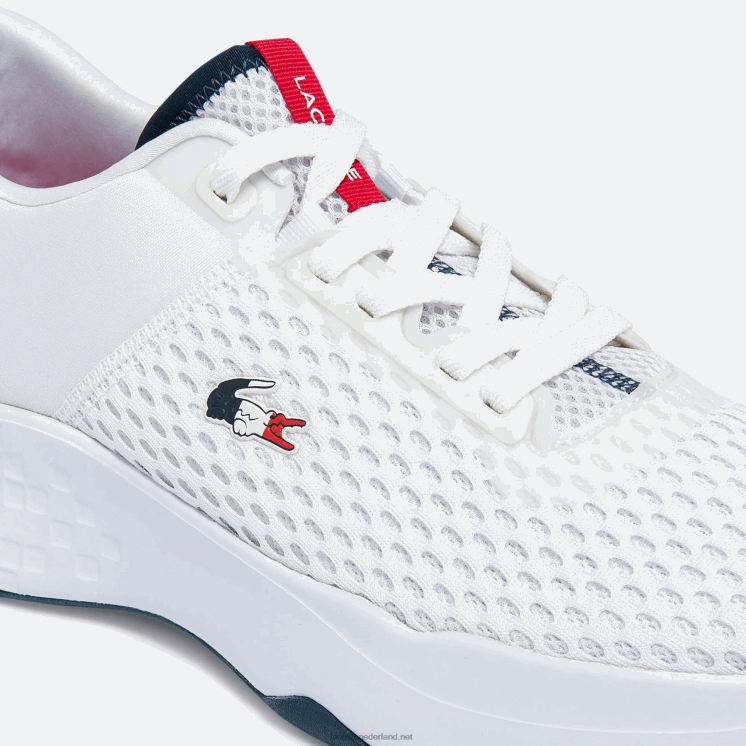 Lacoste Court-drive getextureerde stoffen sneakers 0828H1861 wit/marine & rood 407 Heren