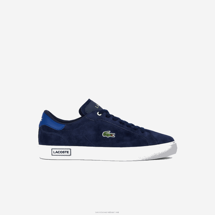 Lacoste Powercourt lederen sneakers met kleurcontrast 0828H1900 marineblauw en gebroken wit j18 Heren