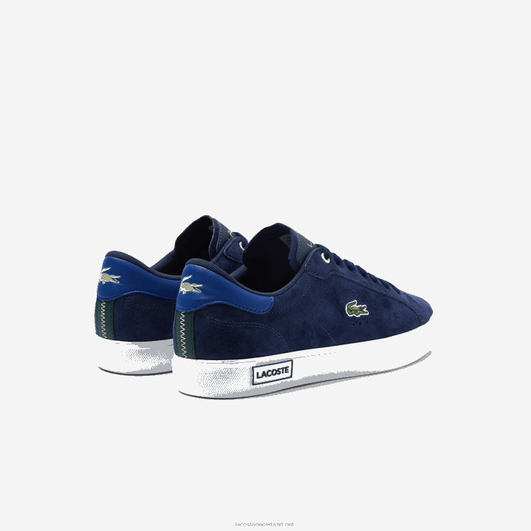 Lacoste Powercourt lederen sneakers met kleurcontrast 0828H1900 marineblauw en gebroken wit j18 Heren