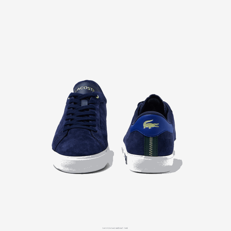 Lacoste Powercourt lederen sneakers met kleurcontrast 0828H1900 marineblauw en gebroken wit j18 Heren