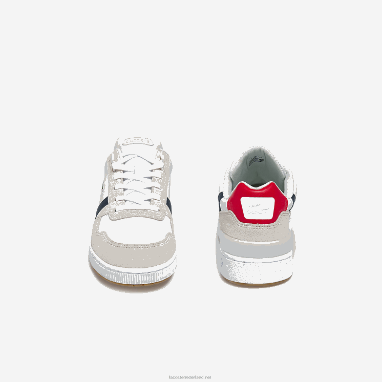 Lacoste T-clip driekleurige sneakers van leer en suède 0828H1836 wit/marine & rood 407 Heren