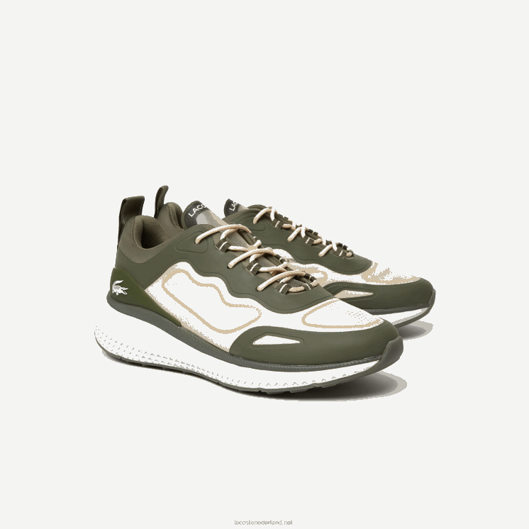 Lacoste actieve 4851 stoffen sneakers 0828H1887 donkergroen & gebroken wit 1x3 Heren