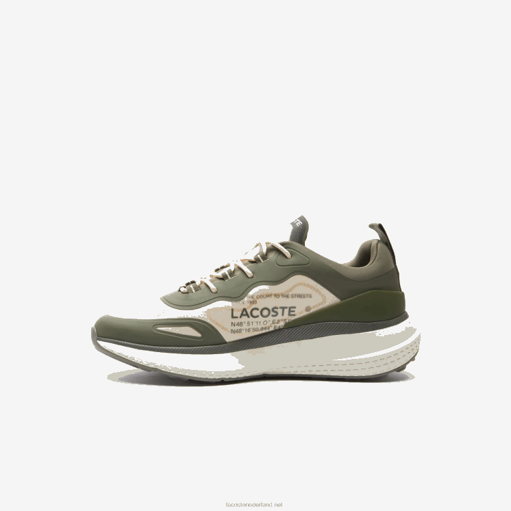 Lacoste actieve 4851 stoffen sneakers 0828H1887 donkergroen & gebroken wit 1x3 Heren