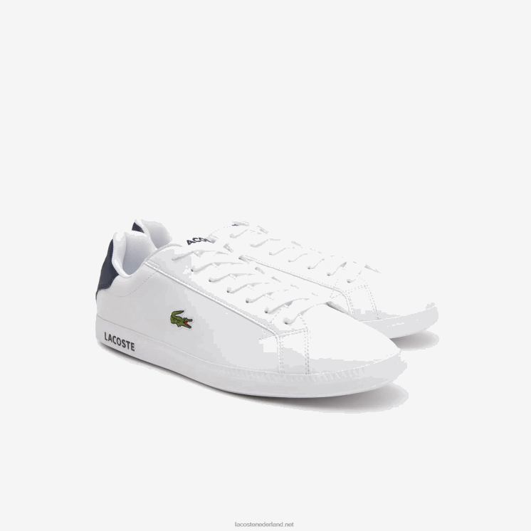 Lacoste afgestudeerde leren sneakers 0828H1912 wit & marine 042 Heren