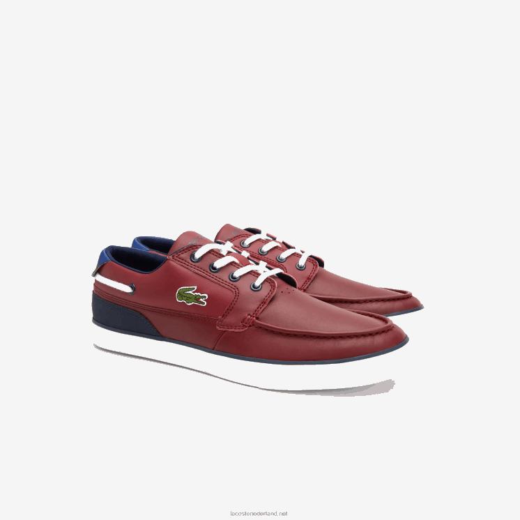 Lacoste bayliss deck synthetisch kleurcontrast bootschoenen 0828H1784 bordeaux wit 2u2 Heren