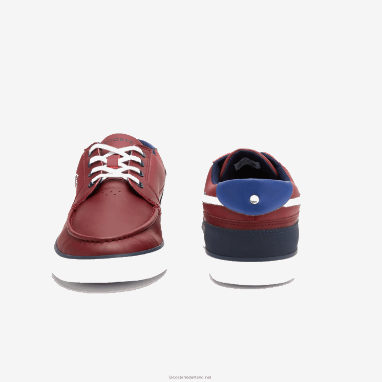 Lacoste bayliss deck synthetisch kleurcontrast bootschoenen 0828H1784 bordeaux wit 2u2 Heren