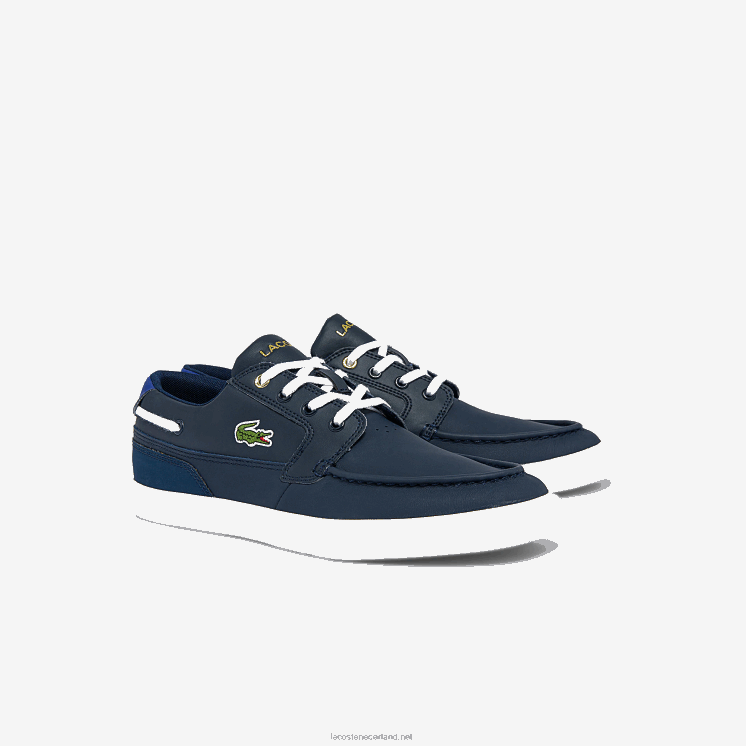 Lacoste bayliss dek lederen en synthetische bootschoenen 0828H1803 marine & wit 092 Heren