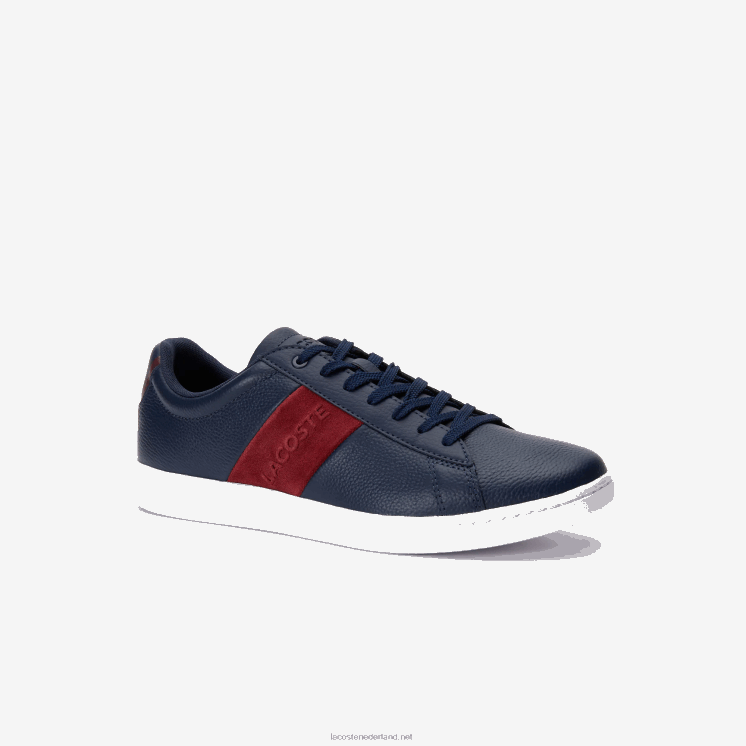 Lacoste carnaby evo sneakers van leer en suède 0828H1717 marine & donkerrood 5a5 Heren