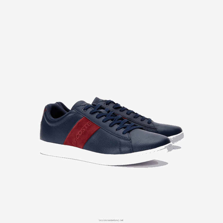 Lacoste carnaby evo sneakers van leer en suède 0828H1717 marine & donkerrood 5a5 Heren