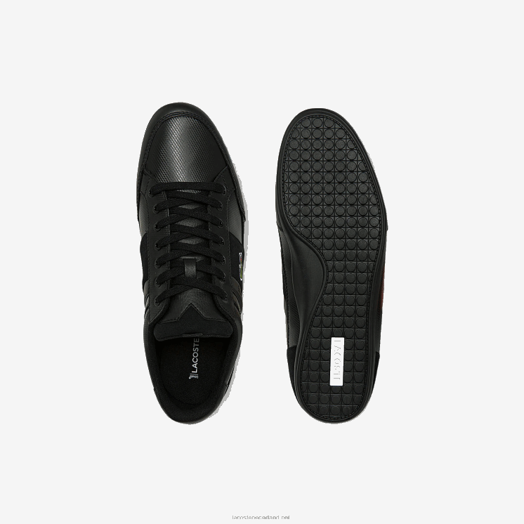 Lacoste chaymon bl leren en synthetische ton-sur-ton sneakers 0828H1807 zwart 02u Heren
