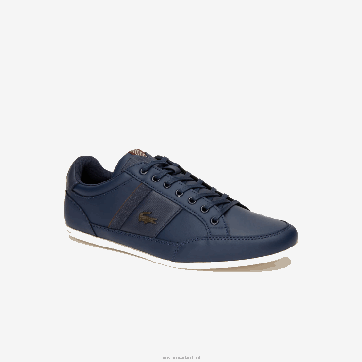 Lacoste chaymon lederen en synthetische sneakers 0828H1714 marine donkerbruin 2e6 Heren
