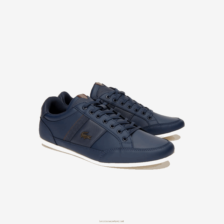 Lacoste chaymon lederen en synthetische sneakers 0828H1714 marine donkerbruin 2e6 Heren