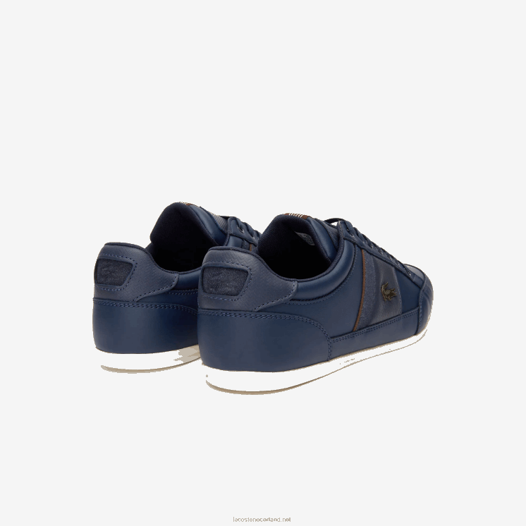 Lacoste chaymon lederen en synthetische sneakers 0828H1714 marine donkerbruin 2e6 Heren
