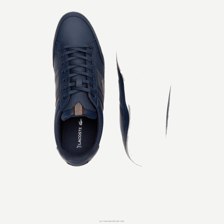 Lacoste chaymon lederen en synthetische sneakers 0828H1714 marine donkerbruin 2e6 Heren