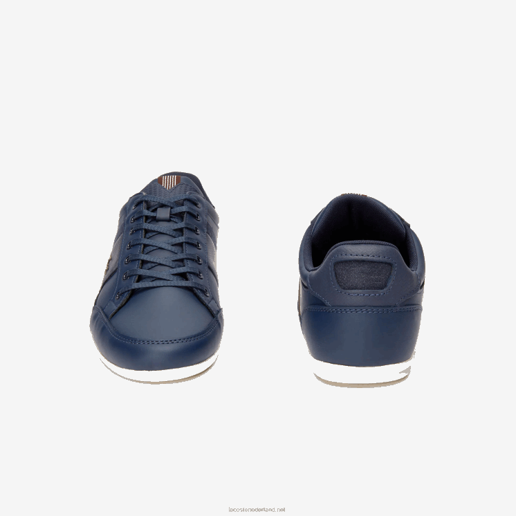 Lacoste chaymon lederen en synthetische sneakers 0828H1714 marine donkerbruin 2e6 Heren