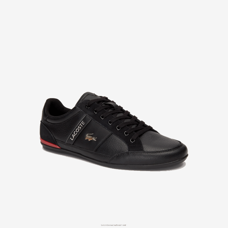 Lacoste chaymon leren sneakers 0828H1708 zwart rood 1b5 Heren
