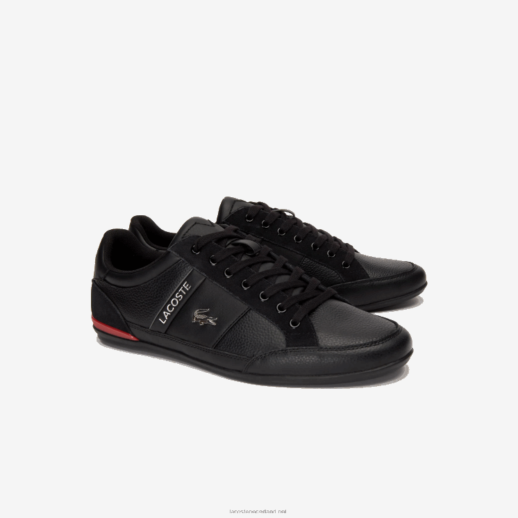 Lacoste chaymon leren sneakers 0828H1708 zwart rood 1b5 Heren