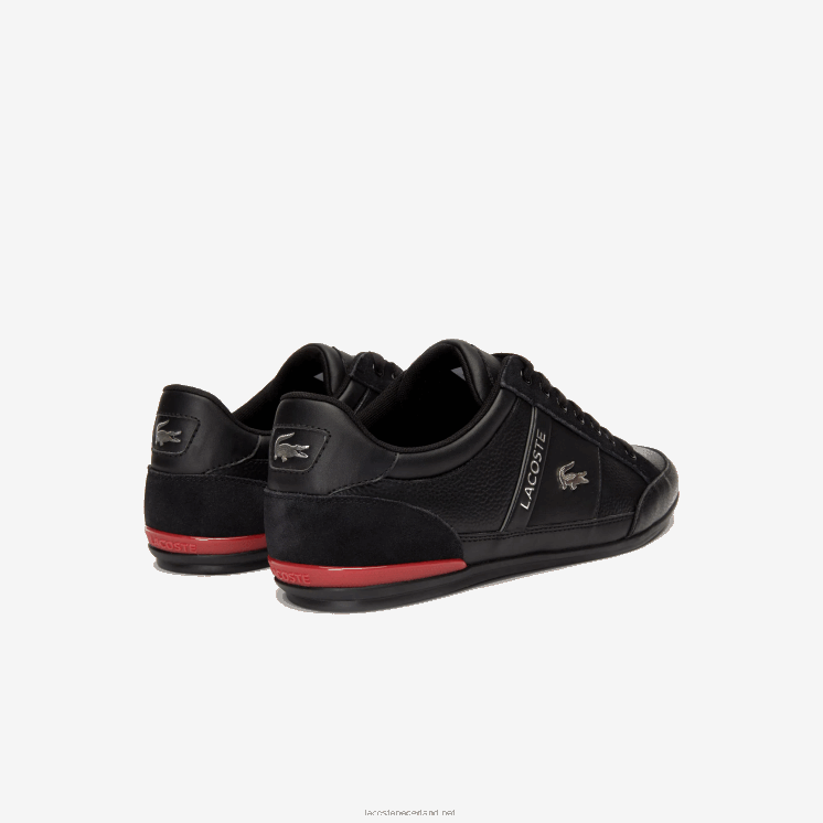 Lacoste chaymon leren sneakers 0828H1708 zwart rood 1b5 Heren