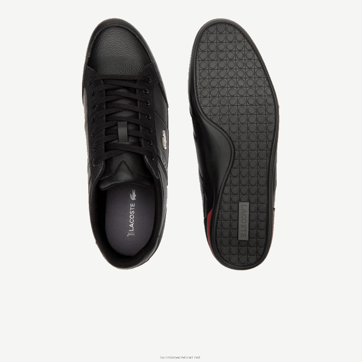 Lacoste chaymon leren sneakers 0828H1708 zwart rood 1b5 Heren