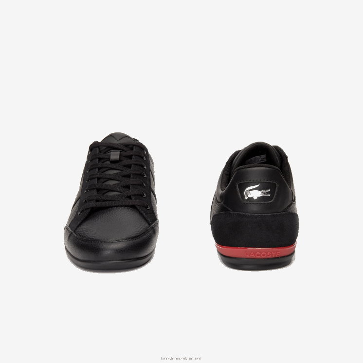 Lacoste chaymon leren sneakers 0828H1708 zwart rood 1b5 Heren