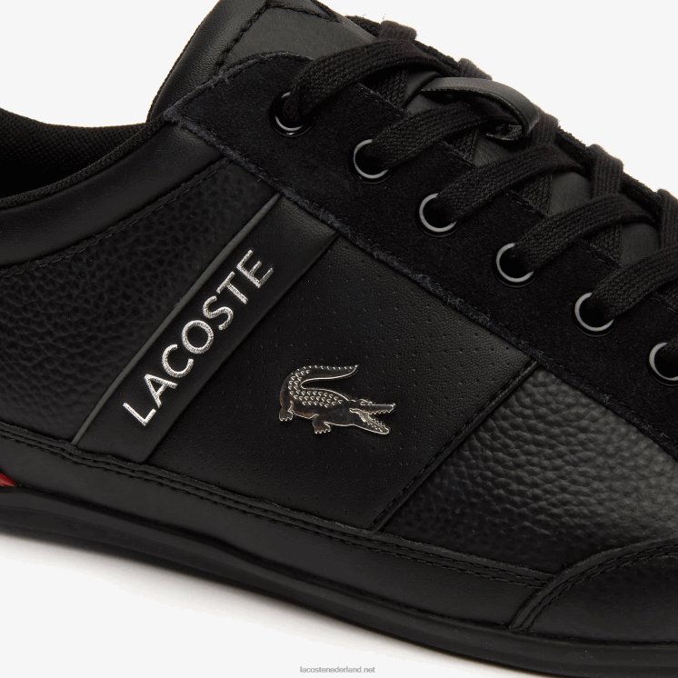 Lacoste chaymon leren sneakers 0828H1708 zwart rood 1b5 Heren