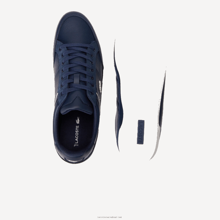 Lacoste chaymon leren sneakers 0828H1710 marineblauw en gebroken wit j18 Heren