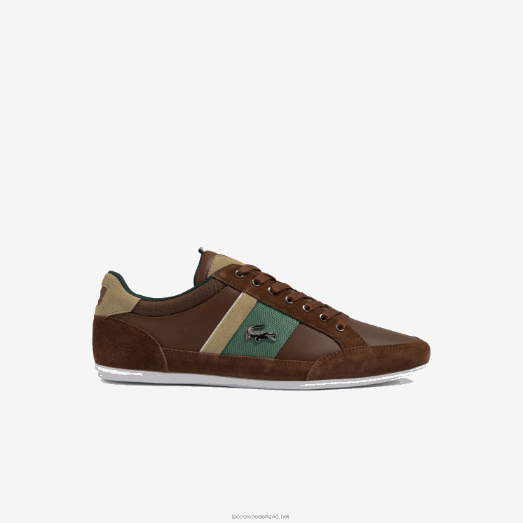 Lacoste chaymon leren sneakers 0828H1736 bruin donkergroen 2a1 Heren