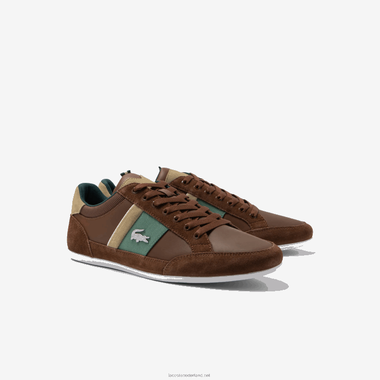 Lacoste chaymon leren sneakers 0828H1736 bruin donkergroen 2a1 Heren