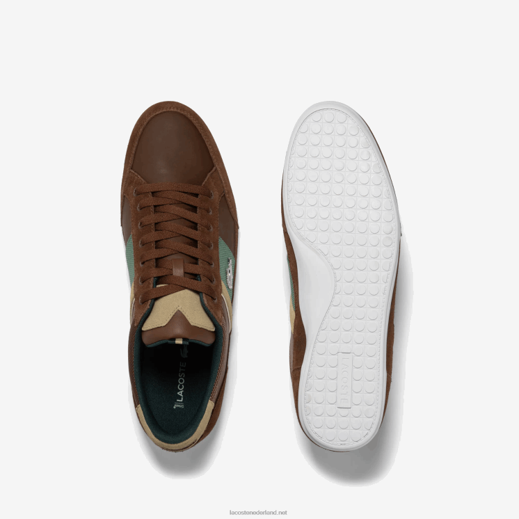 Lacoste chaymon leren sneakers 0828H1736 bruin donkergroen 2a1 Heren